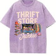 Thrift Store a for Secondhand Enthusiasts Vintage Washed T-Shirt in Purple