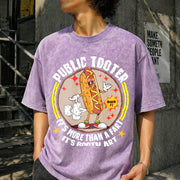 Public Tooter Inappropriate Embarrassing Adult Humor Vintage Washed T-Shirt in Purple
