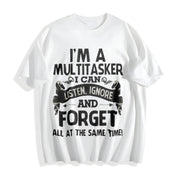 Sports with a Stylish Retro 'Forget' Cotton T-Shirt in White