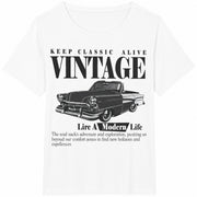 Vintage Car Keep Classic Alive Cotton T-Shirt in White