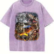Dinosaur Retro 90s T-rex Dino Vintage Washed T-Shirt in Purple