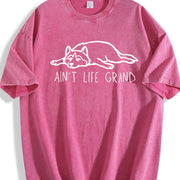 Ain't Life Grand Dog Lover Vintage Washed T-Shirt in Red