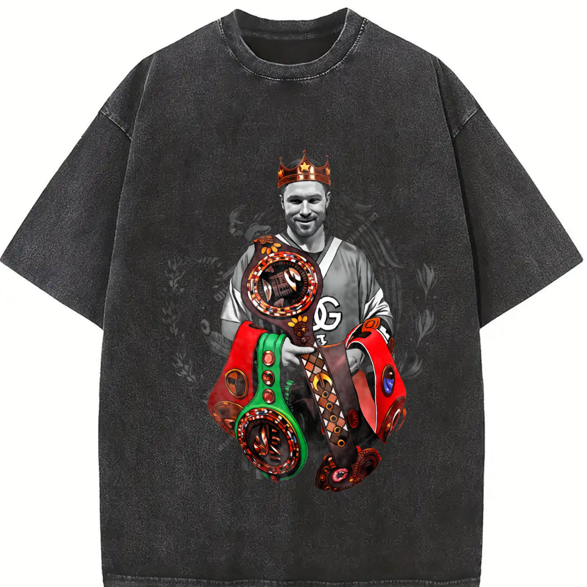 Alvarez The Undisputed King Mexico Goat Of Boxing Style vintage washed oversized T-shirt in Black