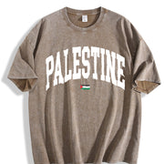 Palestines Flag Hip Hop Harajuku Distressed Festive vintage washed oversized T-shirt in Brown