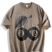 8 Ball Cherry Retro Vintage Washed T-Shirt in Brown