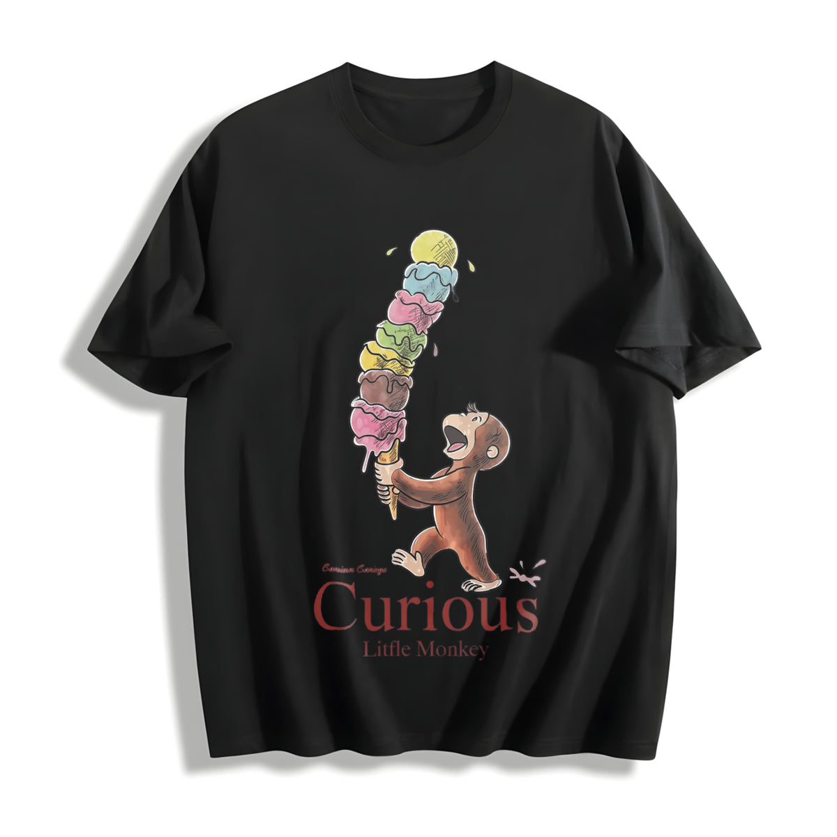 Curious George Little Monkey Cotton T-Shirt in Black