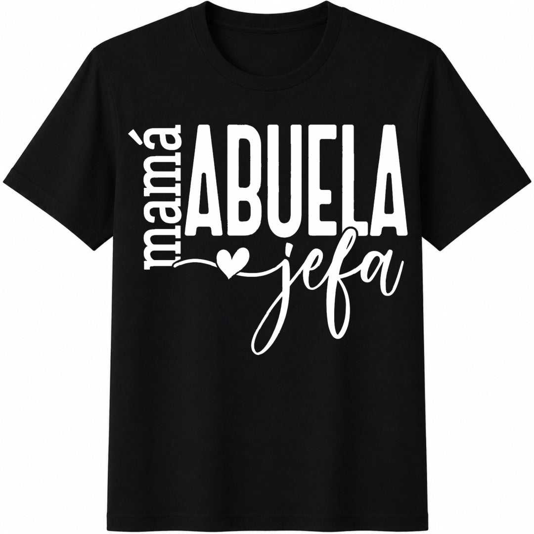 La Abuela Mas Bonita Grandma Cotton T-Shirt in Black