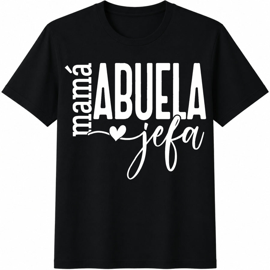 La Abuela Mas Bonita Grandma Cotton T-Shirt in Black