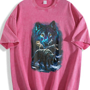 Wolf Pack Classic 90s Vintage Washed T-Shirt in Red