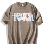 Kindergarten Teacher Custom Teacher Vintage Washed T-Shirt in Brown