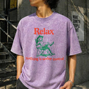 Relax Nothing Is Under Control Vintage Washed T-Shirt in Purple