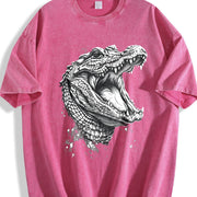 Crocodile 90s Retro ® Alligator Y2k Vintage Washed T-Shirt in Red