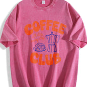 Coffee Club Retro Coffee Lover Vintage Washed T-Shirt in Red