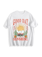Good Day Sunshine Boho Cotton T-Shirt in White
