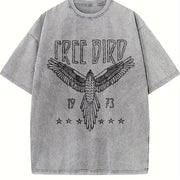 Free Flying Premium Batik Brand Vintage Washed T-Shirt in Gray