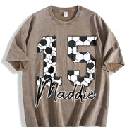 Custom Soccer Personalized Soccer Cumber Vintage Washed T-Shirt in Brown