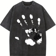 1pc Man and Dog Are Good Friends Vintage Washed T-Shirt in Black