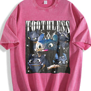 Toothless Dragon Vintage Washed T-Shirt in Red
