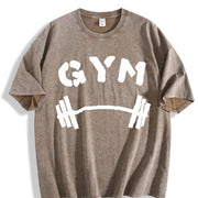Gym Barbell Vintage Washed T-Shirt in Brown