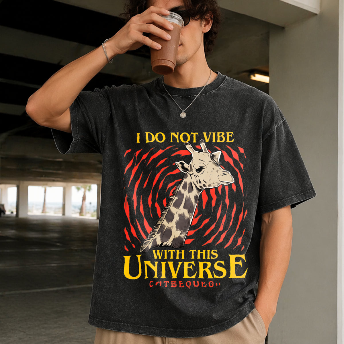 I Do Not Vibe with This Universe Vintage Washed T-Shirt in Black