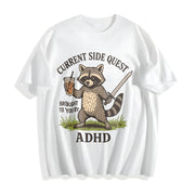 Adhd Raccoon Mental Health Cotton T-Shirt in White
