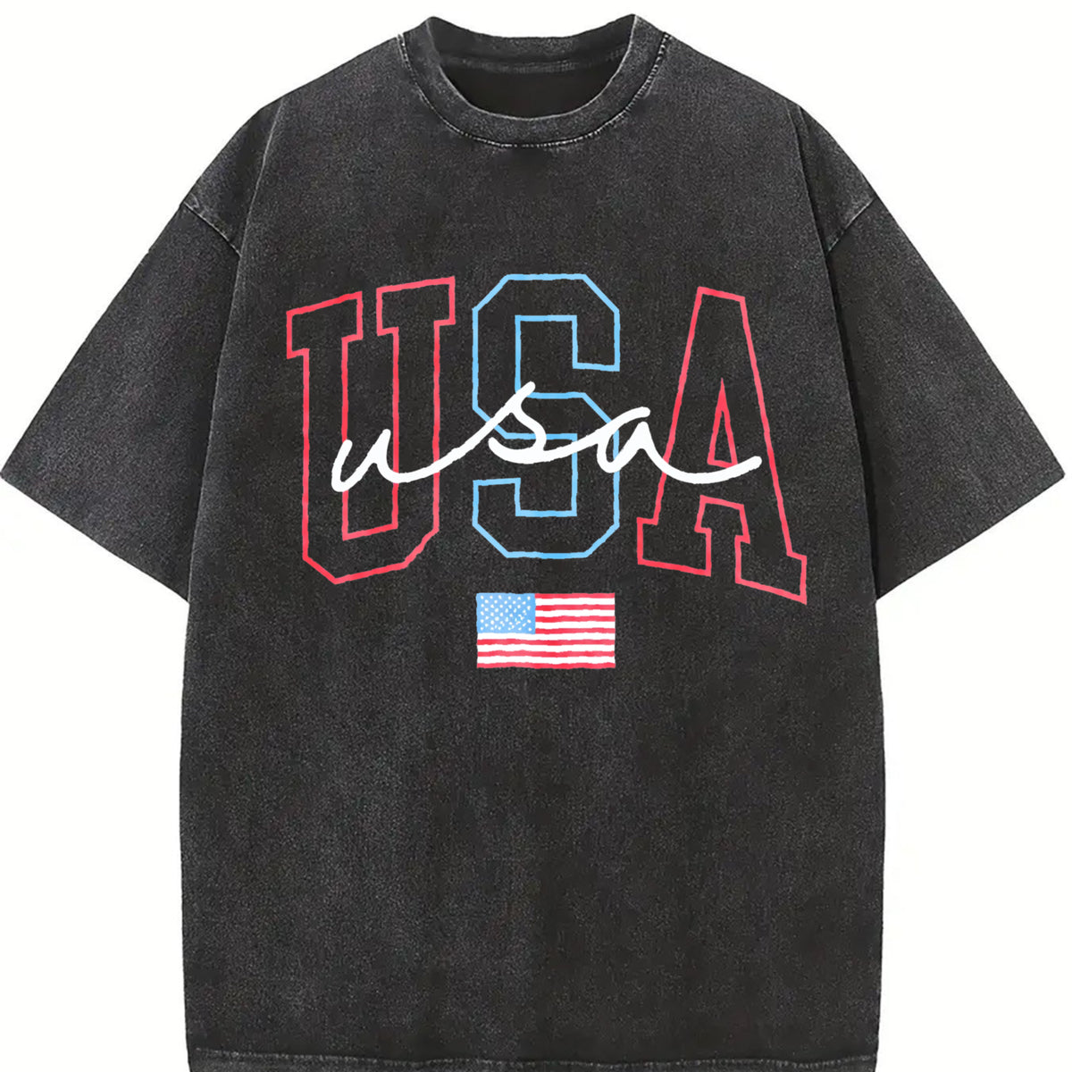 USA 4th Of July Patriotic vintage washed oversized T-shirt in Black