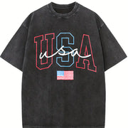 USA 4th Of July Patriotic vintage washed oversized T-shirt in Black