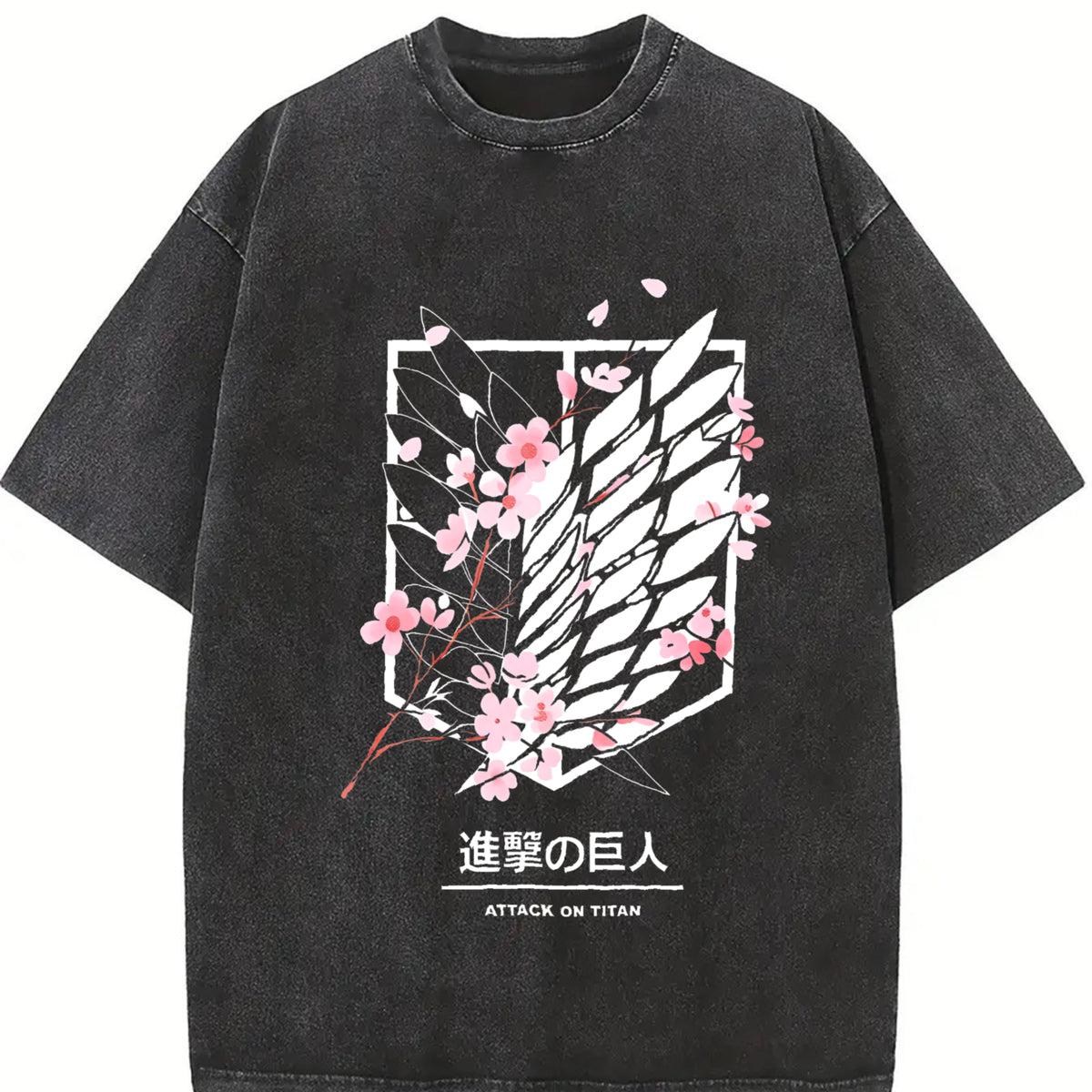 Attack On Titan Anime Wings Of Freedom AOT - Eren Soft vintage washed oversized T-shirt in Black