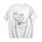 Feral & Free Raccoon Tank Cotton T-Shirt in White