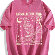 Crows Before Bros Nighttime Crow Vintage Washed T-Shirt in Red