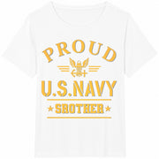 Personalized Proud Navy Cotton T-Shirt in White