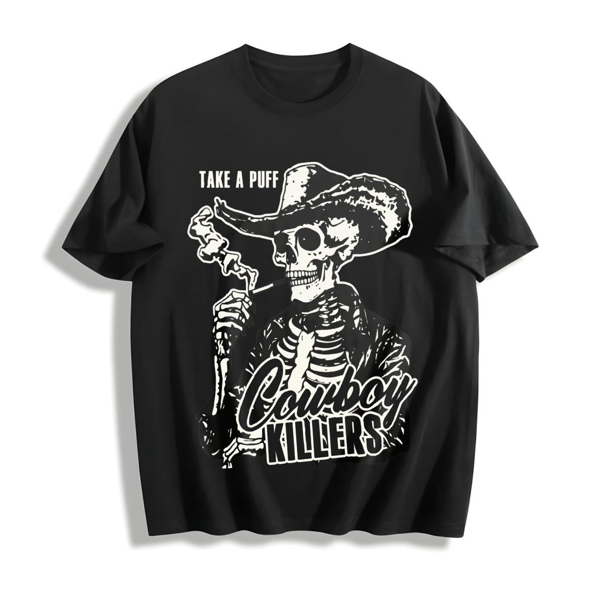 Cowboy Killers Skull Cowboy Cotton T-Shirt in Black