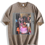 Happy New Year Party Doll Vintage Washed T-Shirt in Brown