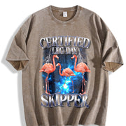 Certified Leg Day Skipper 90s Vintage Washed T-Shirt in Brown