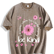 Fun Pink Floral Washable Preferred as a for Family Vintage Washed T-Shirt in Brown