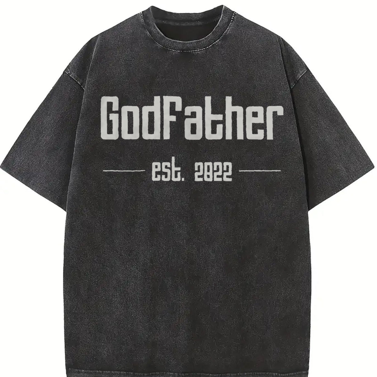 Godfather Est 2022 Fathers Day Vintage Washed T-Shirt in Black