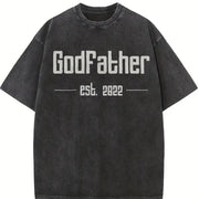 Godfather Est 2022 Fathers Day Vintage Washed T-Shirt in Black