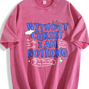 Premium Boxy Christian Faith Letter White for All Seasons Vintage Washed T-Shirt in Red