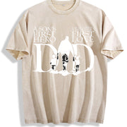 Dad a Son's First Hero a Daughter's First Love Vintage Washed T-Shirt in Beige