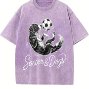 Soccer and Dogs Vintage Washed T-Shirt in Purple