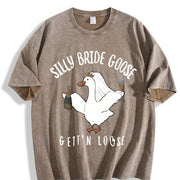 Goose Bride Goose Lover Vintage Washed T-Shirt in Brown