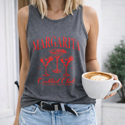 Margarita Cocktail Club Est 1963 Crew-neck Sleeveless Vest Women's Color Cotton Tank Top in Gray