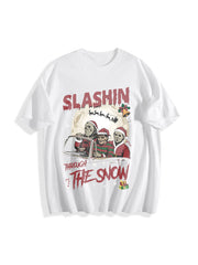 Horror Characters Christmas Cotton T-Shirt in White