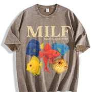 Fish: Man I Love Fish Vintage Washed T-Shirt in Brown