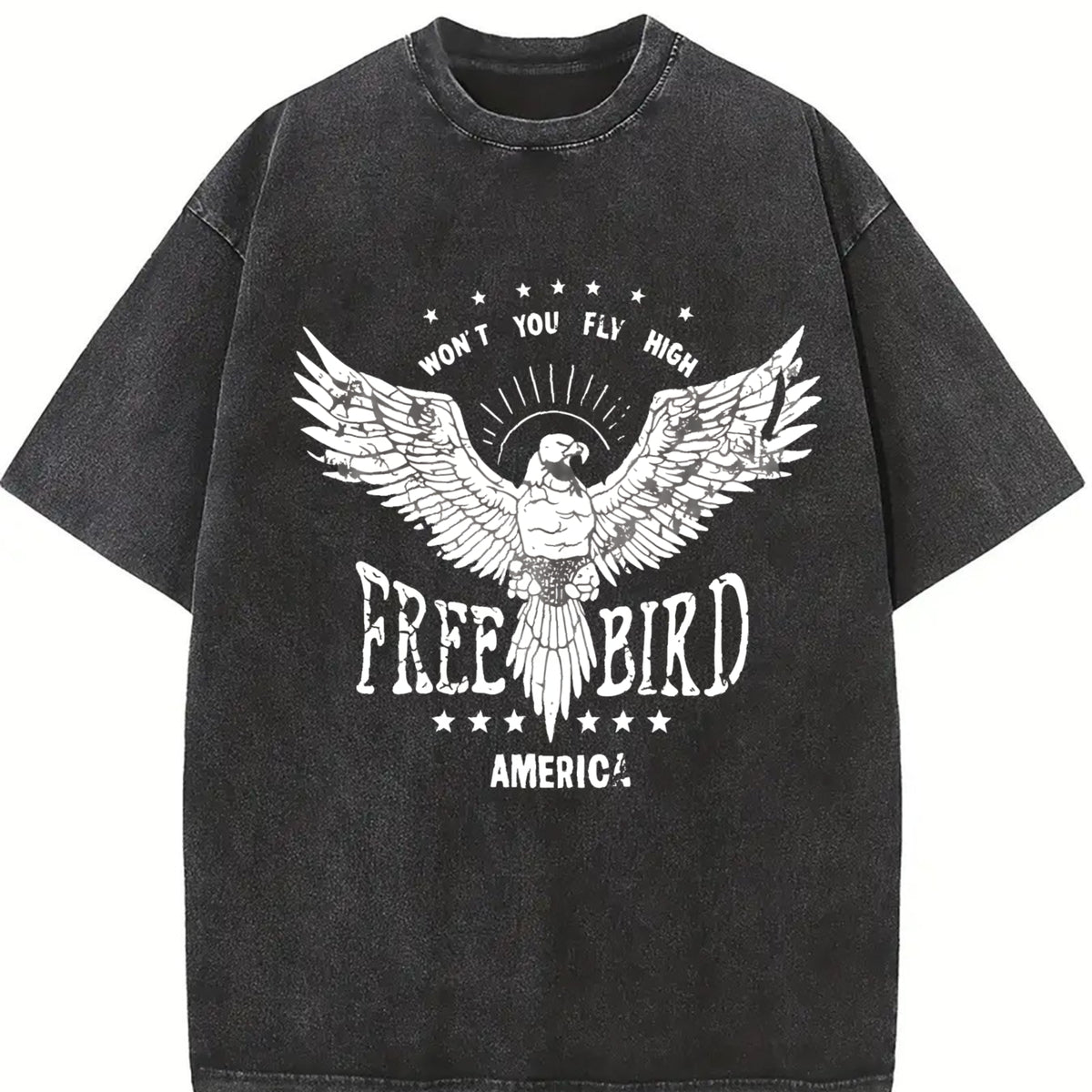 Thick Retro with Washable Softness Vintage Washed T-Shirt in Black