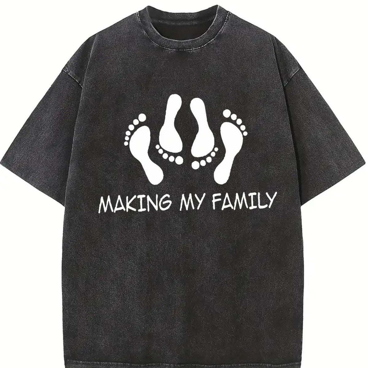 Making My Family Horseshoes Vintage Washed T-Shirt in Black