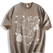 Frogs and Mushrooms Vintage Washed T-Shirt in Brown