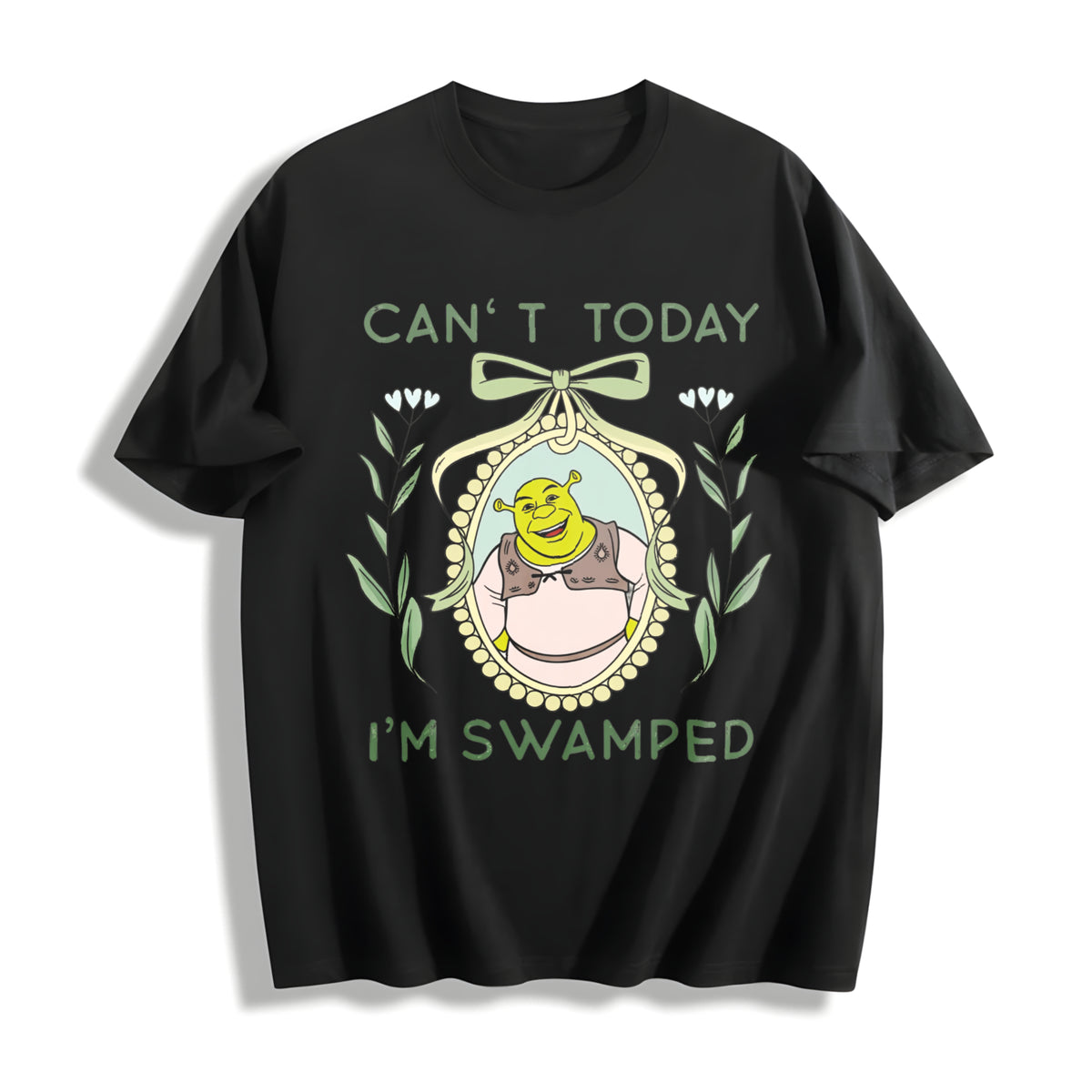 Shrek Coquette Floral Cotton T-Shirt in Black