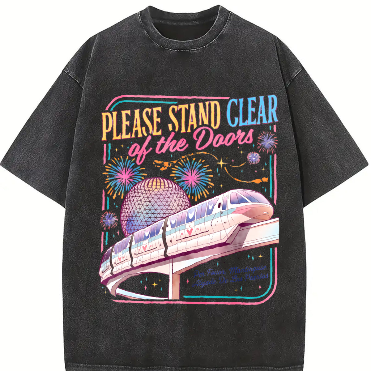 Please Stand Clear of the Doors Vintage Washed T-Shirt in Black