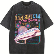 Please Stand Clear of the Doors Vintage Washed T-Shirt in Black
